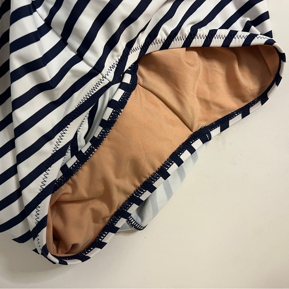 J. Crew Striped Navy and White Halter Wrap Swim Dress - Picture 8 of 10